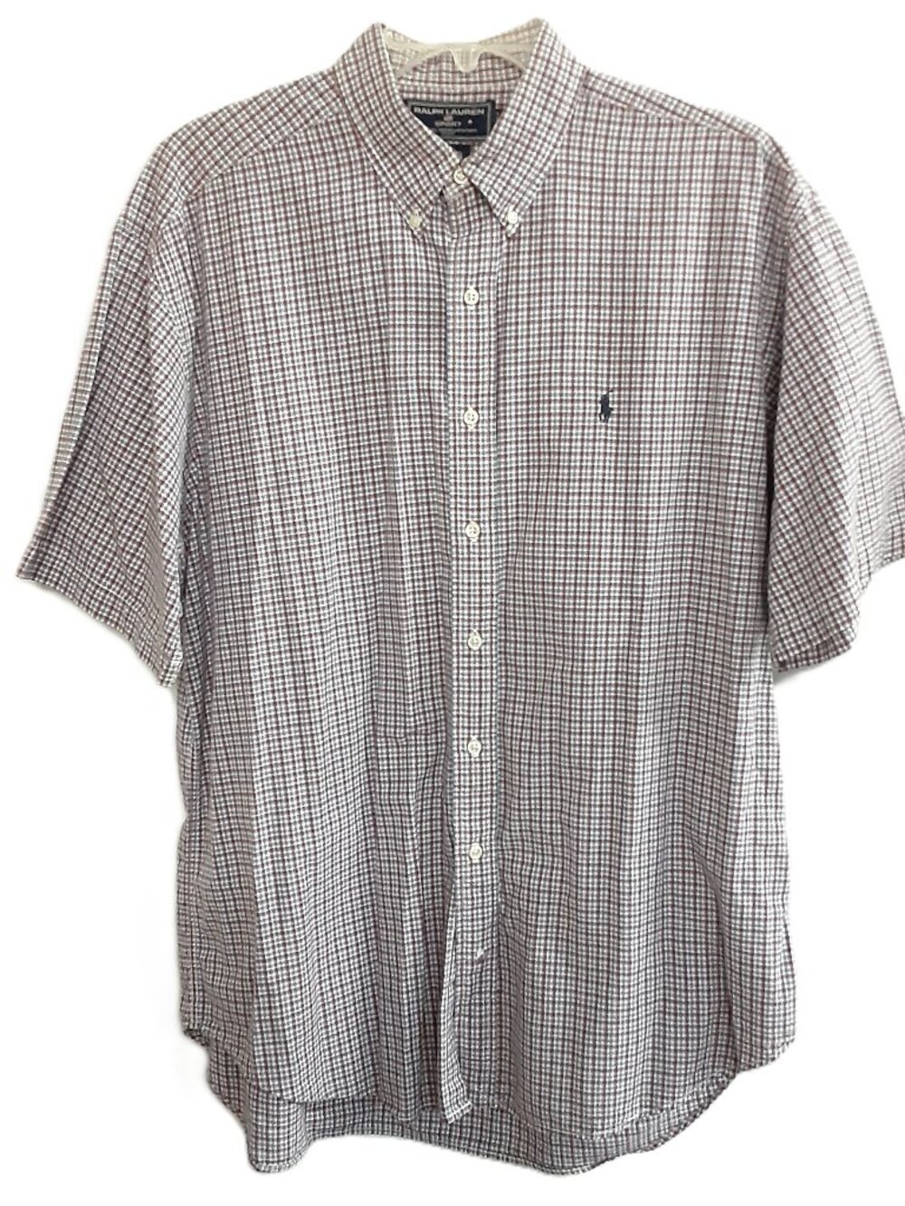 Ralph Lauren Sport Shirt Size XL Short Sleeve Ripped Button/Bottom Cotton